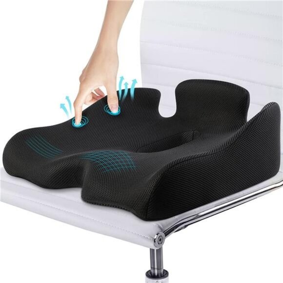 Other - Memory Seat Cushion for Office Chair Pressure Relief Sciatica Black